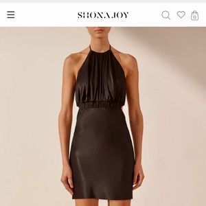 Shona Joy black satin halter dress size 4